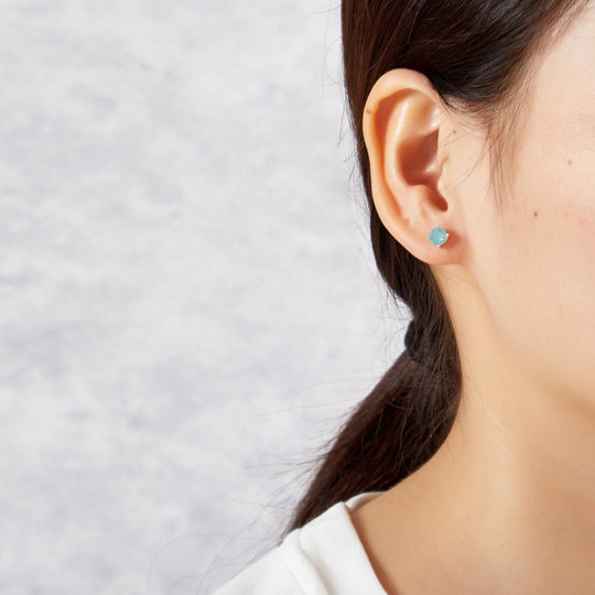 Pacific Green Opal Earrings Created with Zircondia® Crystals - Philip Jones Jewellery