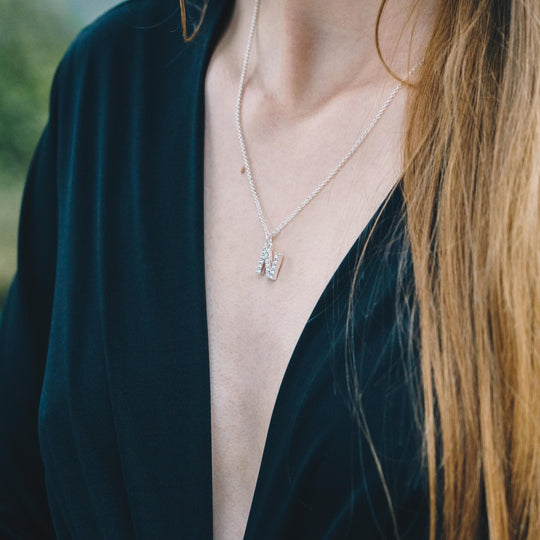 Pave Initial Necklace Letter N Created with Zircondia® Crystals - Philip Jones Jewellery