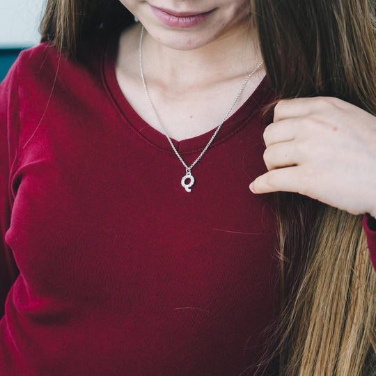 Pave Initial Necklace Letter Q Created with Zircondia® Crystals - Philip Jones Jewellery