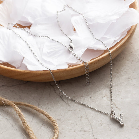 Pave Initial Necklace Letter Y Created with Zircondia® Crystals - Philip Jones Jewellery