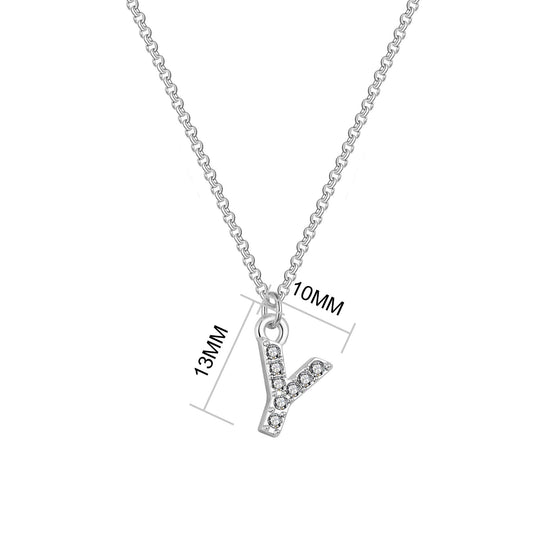 Pave Initial Necklace Letter Y Created with Zircondia® Crystals - Philip Jones Jewellery