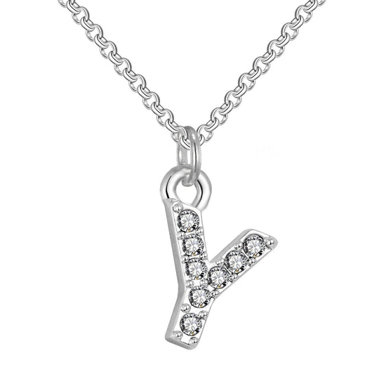 Pave Initial Necklace Letter Y Created with Zircondia® Crystals - Philip Jones Jewellery