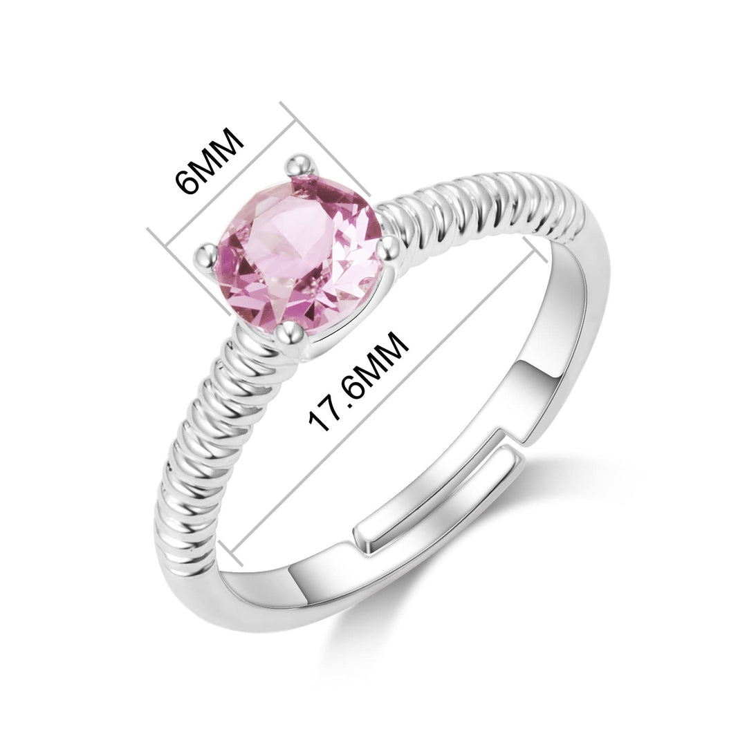 Pink Adjustable Crystal Ring Created with Zircondia® Crystals - Philip Jones Jewellery