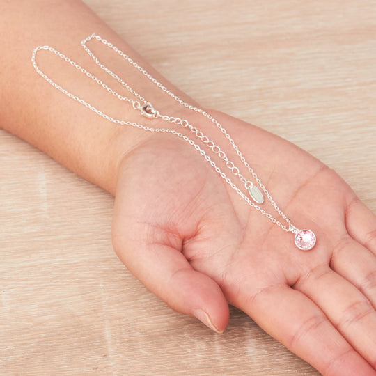 Pink Crystal Necklace Created with Zircondia® Crystals - Philip Jones Jewellery