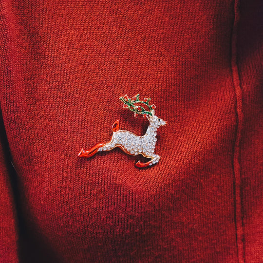 Reindeer Christmas Brooch - Philip Jones Jewellery