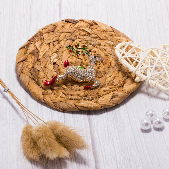 Reindeer Christmas Brooch - Philip Jones Jewellery