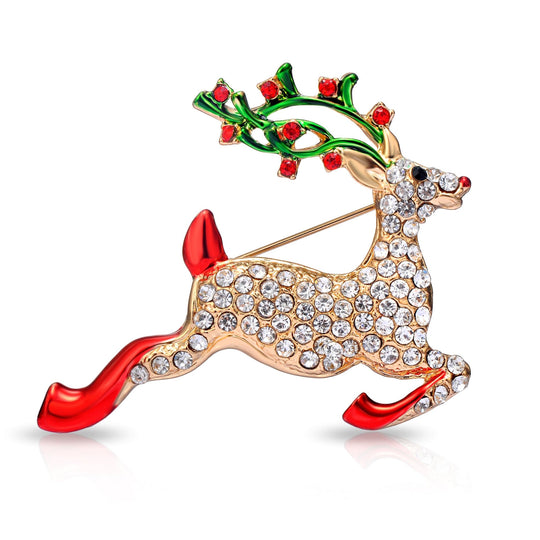 Reindeer Christmas Brooch - Philip Jones Jewellery