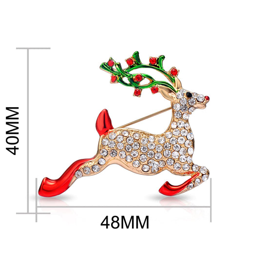 Reindeer Christmas Brooch - Philip Jones Jewellery