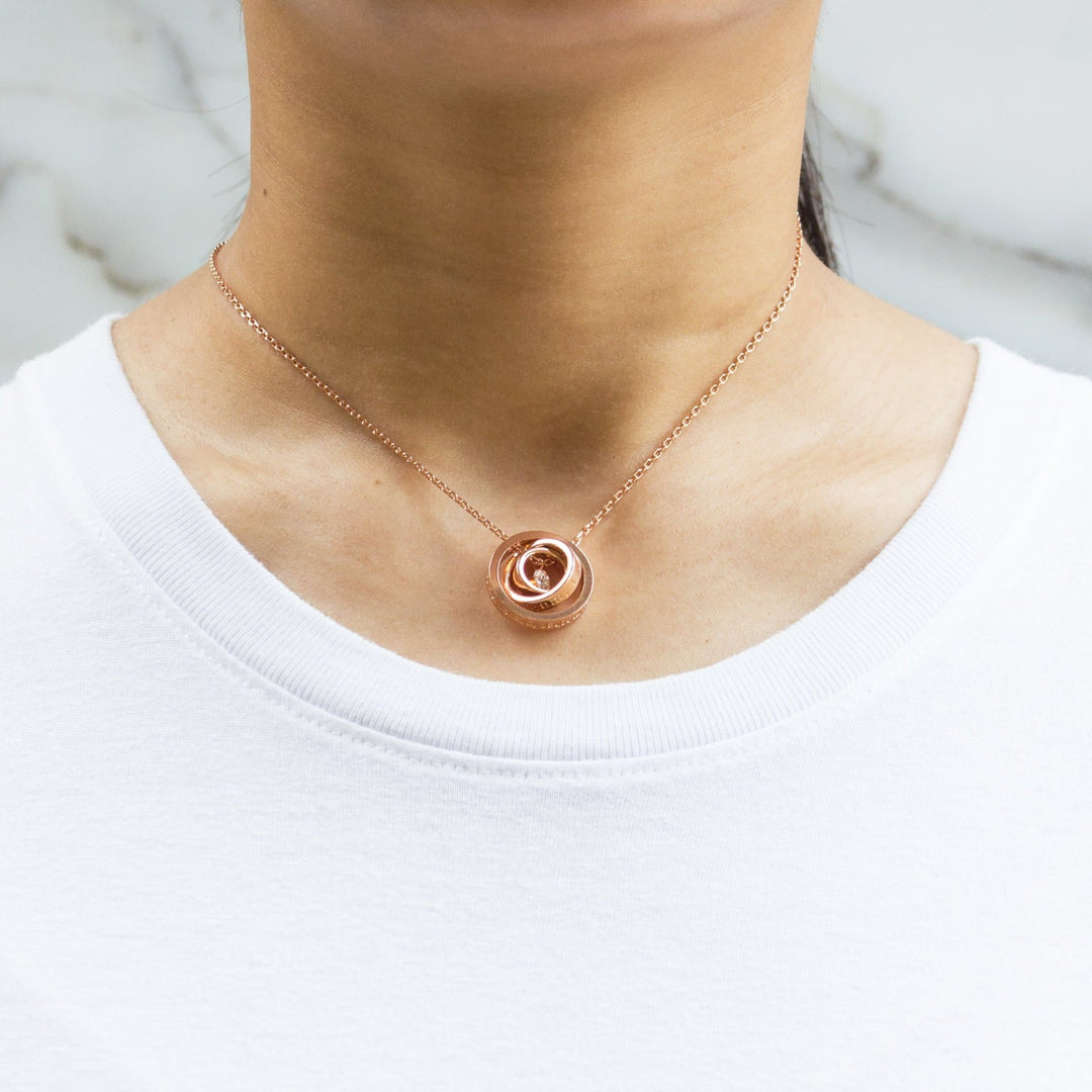 Rose Gold Plated Always My Mother Quote Necklace Created with Zircondia® Crystals - Philip Jones Jewellery