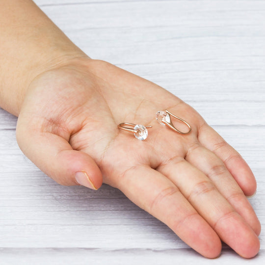 Rose Gold Plated Atlas Earrings Created with Zircondia® Crystals - Philip Jones Jewellery