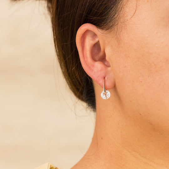 Rose Gold Plated Atlas Earrings Created with Zircondia® Crystals - Philip Jones Jewellery