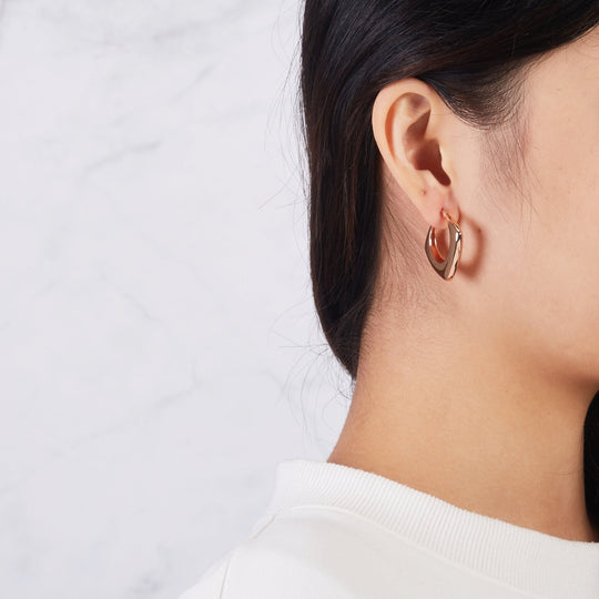 Rose Gold Plated Chunky Hoop Earrings - Philip Jones Jewellery
