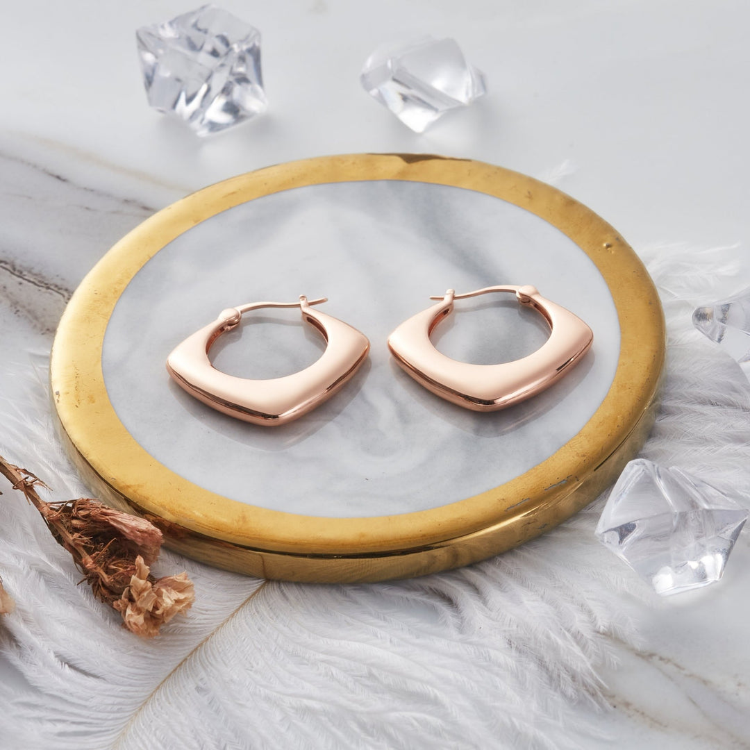 Rose Gold Plated Chunky Hoop Earrings - Philip Jones Jewellery