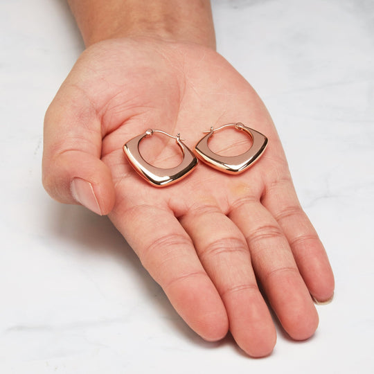 Rose Gold Plated Chunky Hoop Earrings - Philip Jones Jewellery