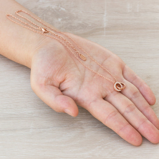 Rose Gold Plated Circle Link Necklace Created with Zircondia® Crystals - Philip Jones Jewellery