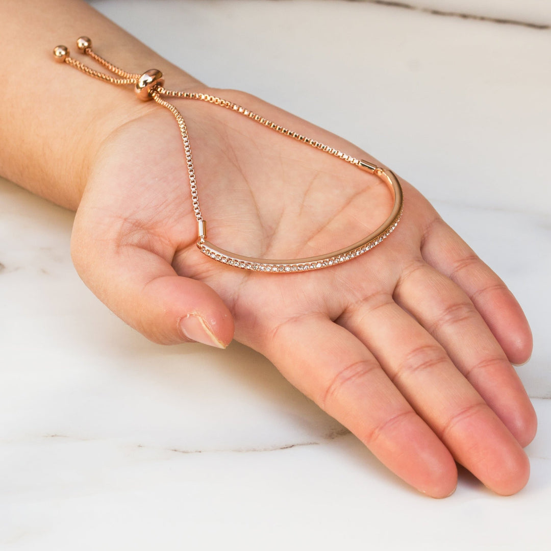 Rose Gold Plated Friendship Bracelet Created with Zircondia® Crystals - Philip Jones Jewellery