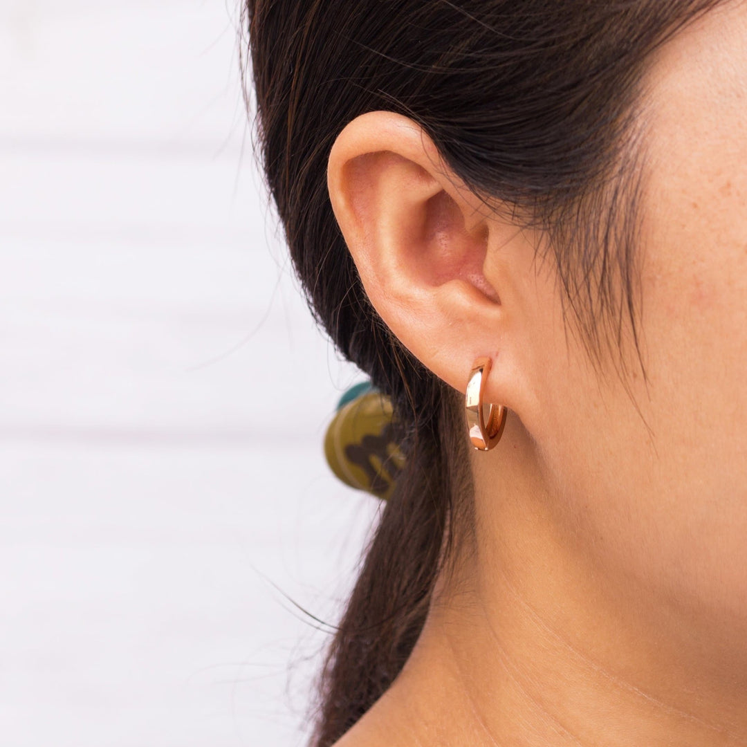 Rose Gold Plated Hoop Earrings - Philip Jones Jewellery
