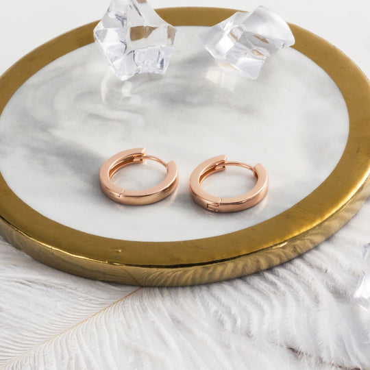 Rose Gold Plated Hoop Earrings - Philip Jones Jewellery