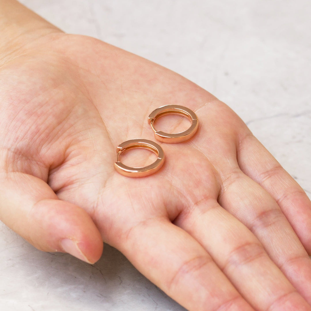 Rose Gold Plated Hoop Earrings - Philip Jones Jewellery