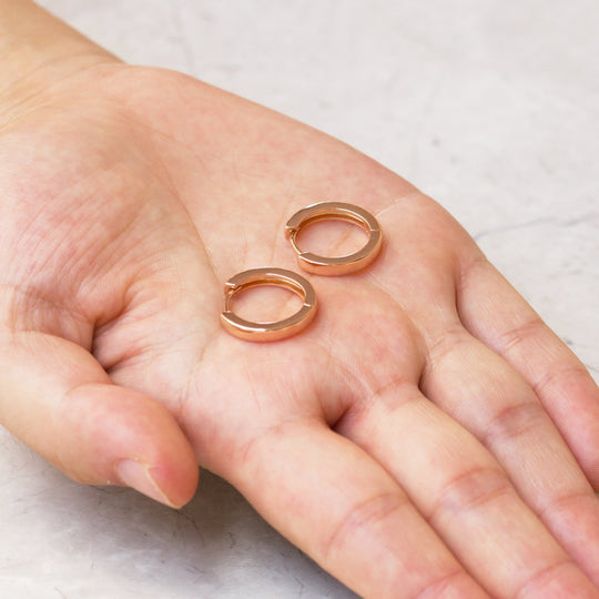 Rose Gold Plated Hoop Earrings - Philip Jones Jewellery