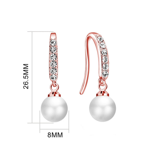 Rose Gold Plated I Couldn't Say I Do Without You Pearl Drop Earrings Created with Zircondia® Crystals - Philip Jones Jewellery