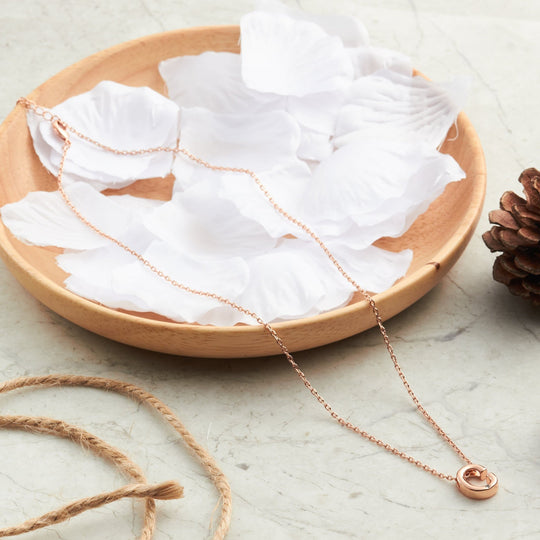 Rose Gold Plated Initial Necklace Letter C Created with Zircondia® Crystals - Philip Jones Jewellery
