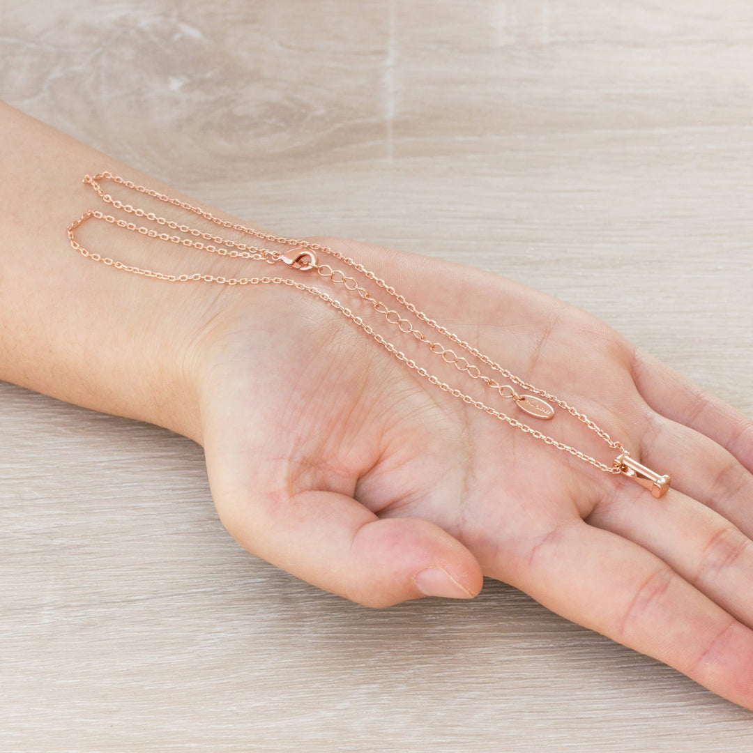 Rose Gold Plated Initial Necklace Letter I Created with Zircondia® Crystals - Philip Jones Jewellery