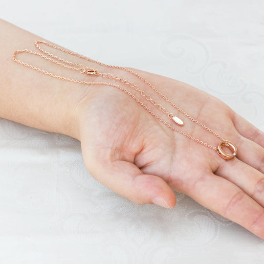 Rose Gold Plated Initial Necklace Letter O Created with Zircondia® Crystals - Philip Jones Jewellery