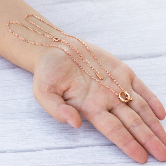 Rose Gold Plated Initial Necklace Letter Q Created with Zircondia® Crystals - Philip Jones Jewellery