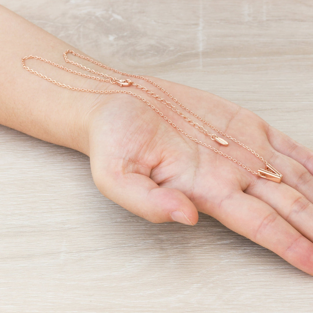 Rose Gold Plated Initial Necklace Letter V Created with Zircondia® Crystals - Philip Jones Jewellery