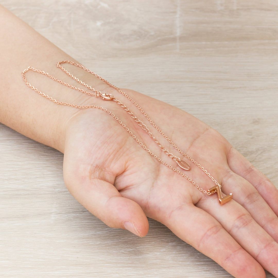 Rose Gold Plated Initial Necklace Letter Z Created with Zircondia® Crystals - Philip Jones Jewellery