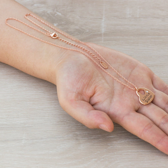 Rose Gold Plated Little Sister Heart Necklace Created with Zircondia® Crystals - Philip Jones Jewellery