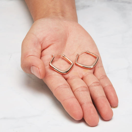 Rose Gold Plated Medium Chunky Hoop Earrings - Philip Jones Jewellery