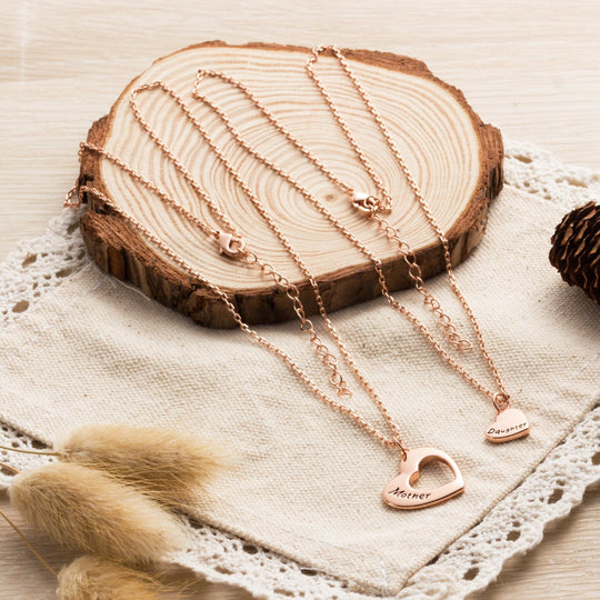 Rose Gold Plated Mother and Daughter Necklace Set - Philip Jones Jewellery
