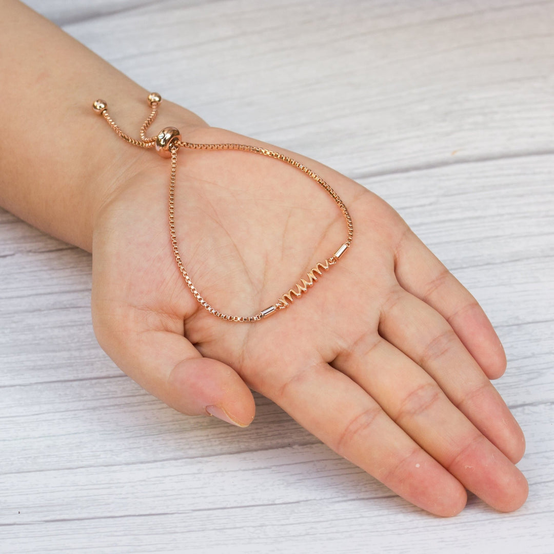 Rose Gold Plated Mum Bracelet Created with Zircondia® Crystals - Philip Jones Jewellery