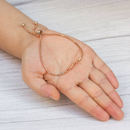 Rose Gold Plated Mum Bracelet Created with Zircondia® Crystals - Philip Jones Jewellery