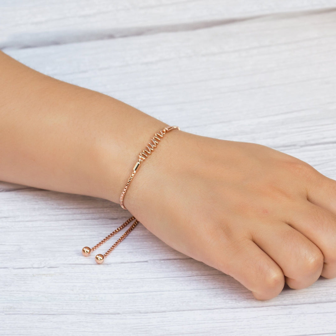 Rose Gold Plated Mum Quote Bracelet Created with Zircondia® Crystals - Philip Jones Jewellery