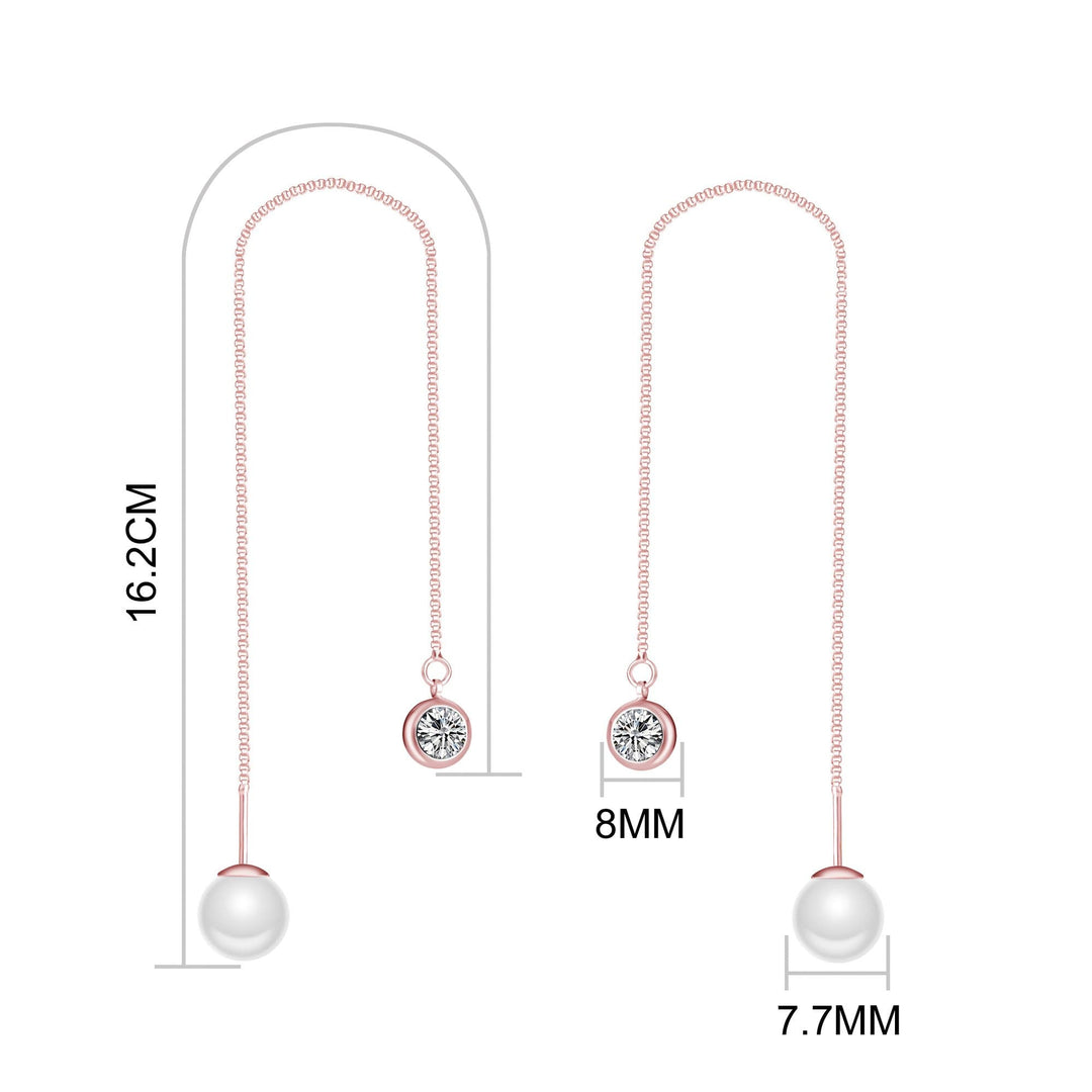Rose Gold Plated Pearl Thread Earrings Created with Zircondia® Crystals - Philip Jones Jewellery