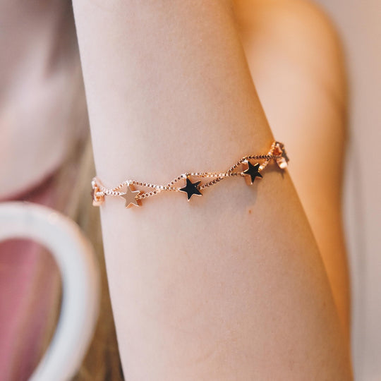 Rose Gold Plated Star Bracelet - Philip Jones Jewellery