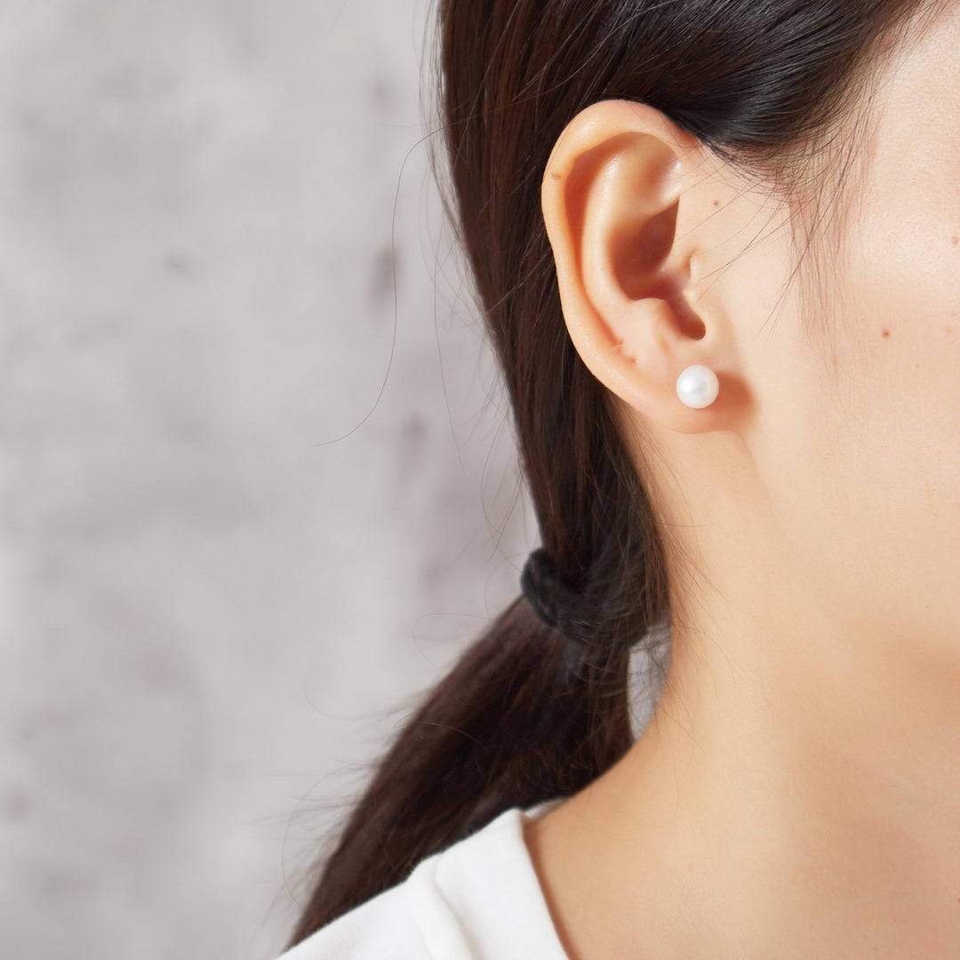 Rose Gold Plated Sterling Silver Pearl Earrings - Philip Jones Jewellery