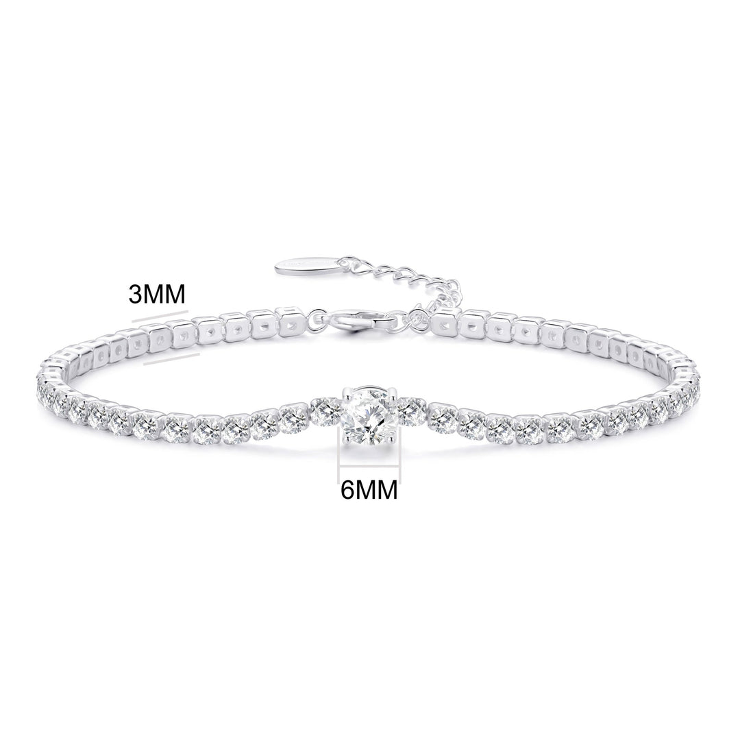 Round Solitaire Tennis Bracelet Created with Zircondia® Crystals - Philip Jones Jewellery