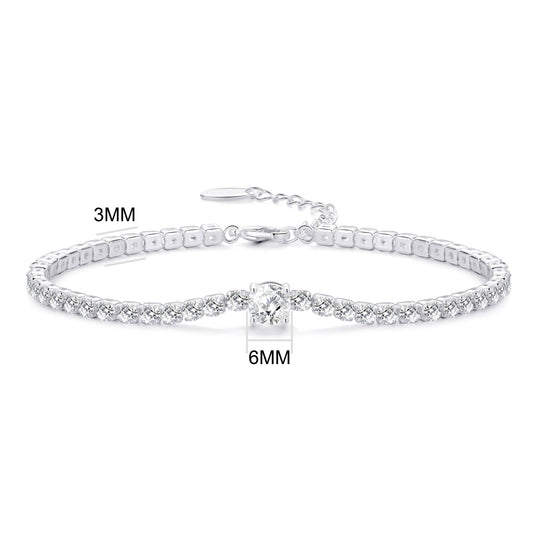 Round Solitaire Tennis Bracelet Created with Zircondia® Crystals - Philip Jones Jewellery