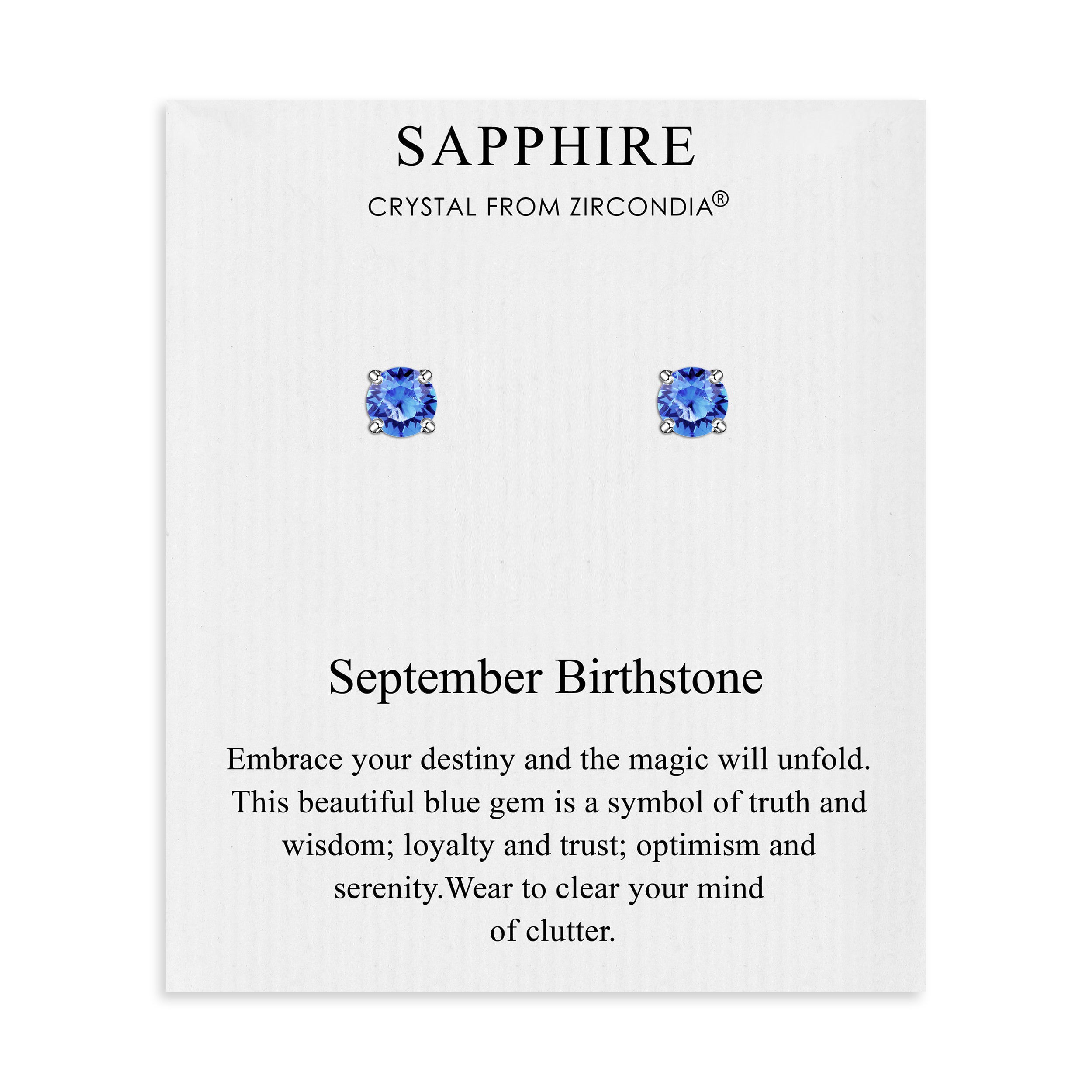 September (Sapphire) Birthstone Earrings Created with Zircondia® Crystals by Philip Jones Jewellery
