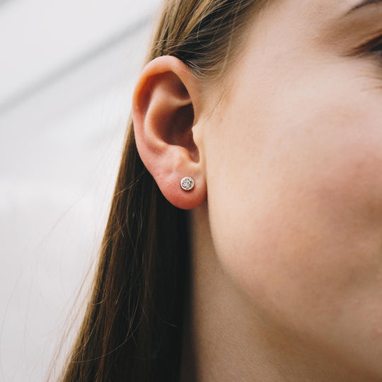 Silver Plated 6mm Magnetic Clip On Earrings Created with Zircondia® Crystals - Philip Jones Jewellery