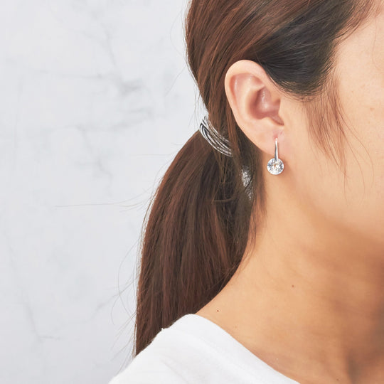 Silver Plated Atlas Earrings Created with Zircondia® Crystals - Philip Jones Jewellery