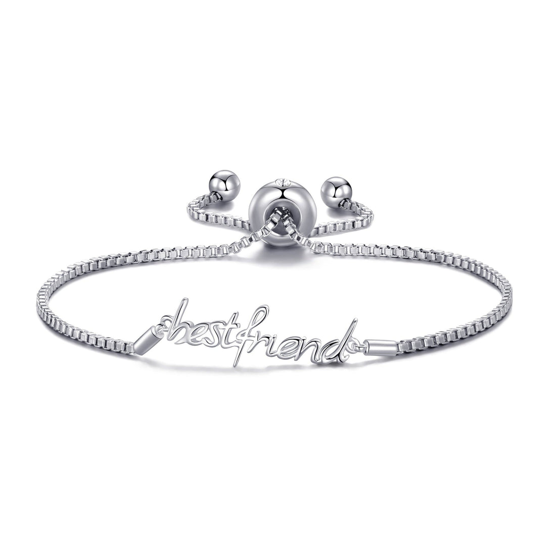 Silver Plated Best Friend Bracelet Created with Zircondia® Crystals - Philip Jones Jewellery