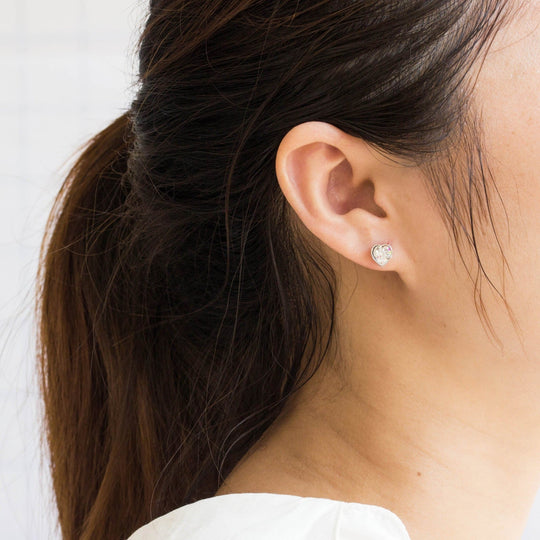 Silver Plated Bezel set Heart Earrings Created with Zircondia® Crystals - Philip Jones Jewellery