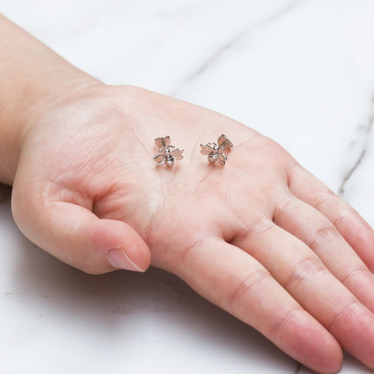 Silver Plated Bumble Bee Earrings - Philip Jones Jewellery
