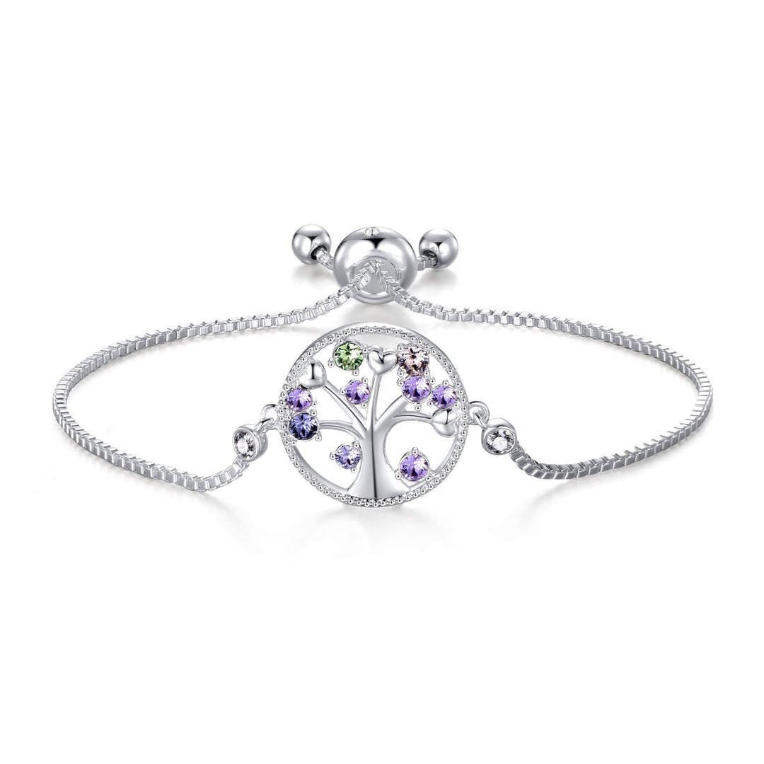 Silver Plated Chakra Tree of Life Bracelet Created with Zircondia® Crystals - Philip Jones Jewellery