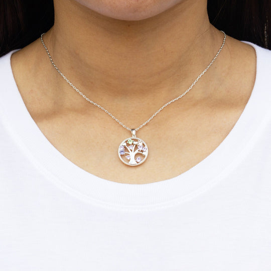 Silver Plated Chakra Tree of Life Set Created with Zircondia® Crystals - Philip Jones Jewellery